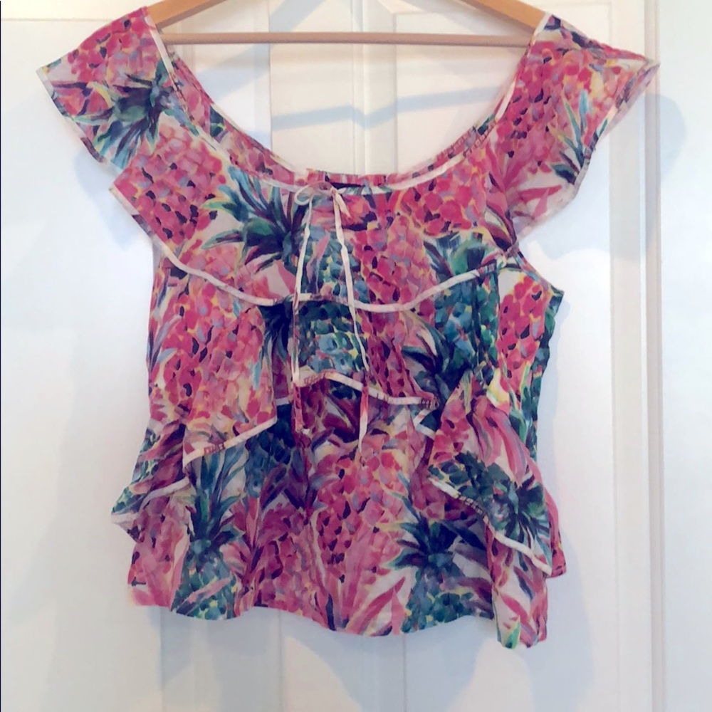 Tropical ruffle top